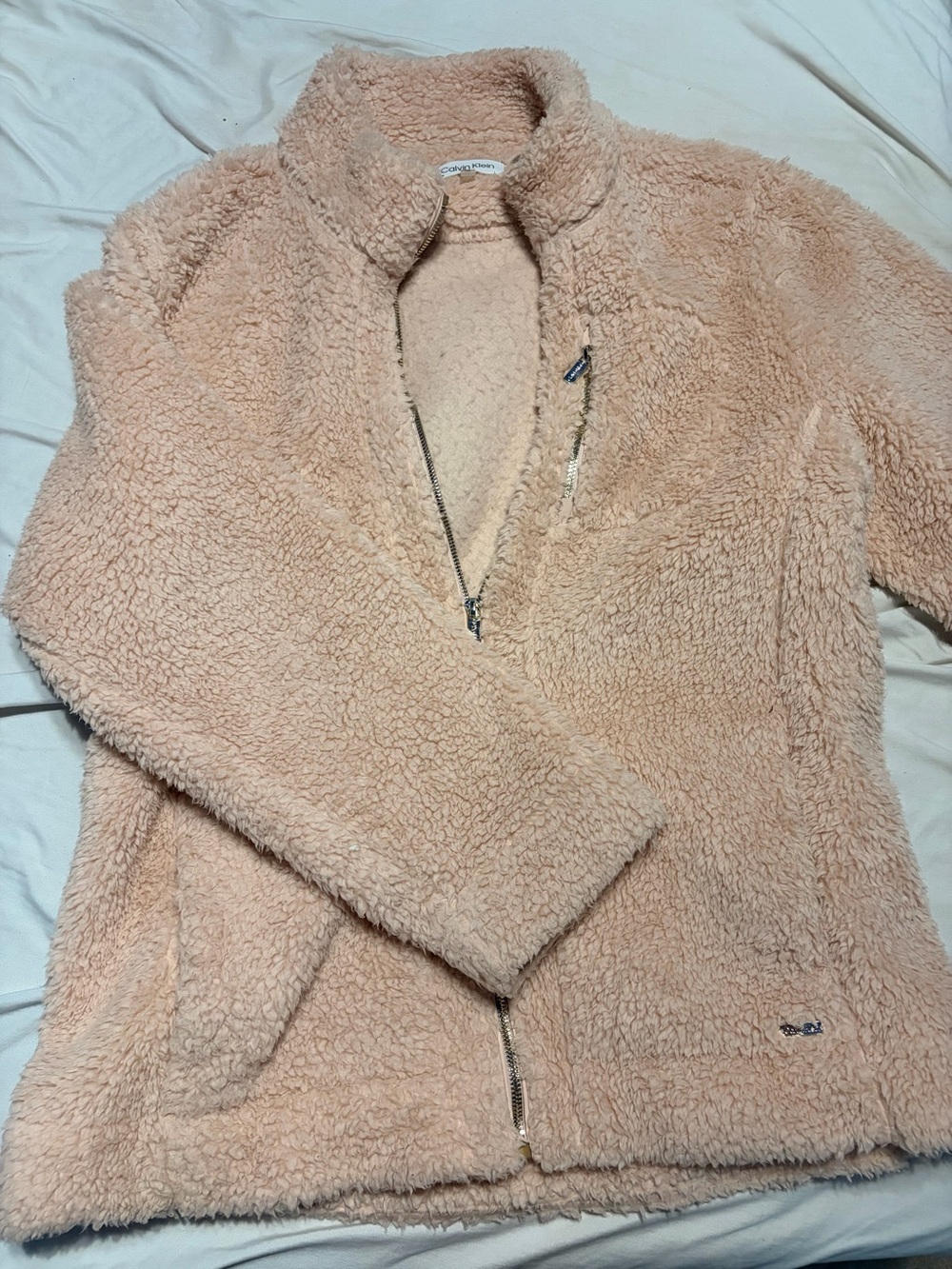 Calvin Klein Peach Sherpa Zip Jacket